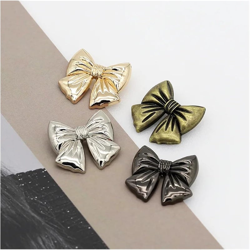 10pcs Cute 3D Bow Metal Buttons 15/20/25mm Vintage Button Gold Silver Bronze Button for Women's Dresses, Blouses, DIY Crafts(Gold,25mm-0.98in-10pcs) - Image 4