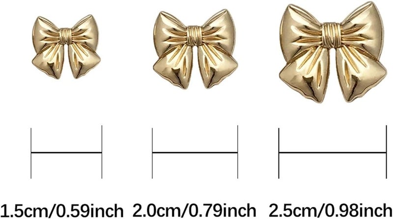 10pcs Cute 3D Bow Metal Buttons 15/20/25mm Vintage Button Gold Silver Bronze Button for Women's Dresses, Blouses, DIY Crafts(Gold,25mm-0.98in-10pcs) - Image 3