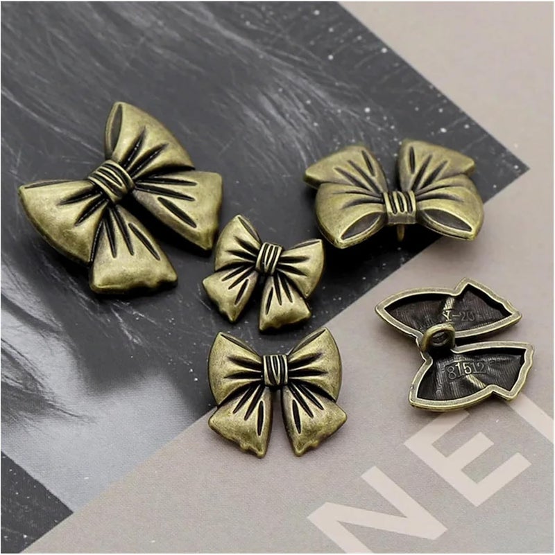10pcs Cute 3D Bow Metal Buttons 15/20/25mm Vintage Button Gold Silver Bronze Button for Women's Dresses, Blouses, DIY Crafts(Gold,25mm-0.98in-10pcs) - Image 5