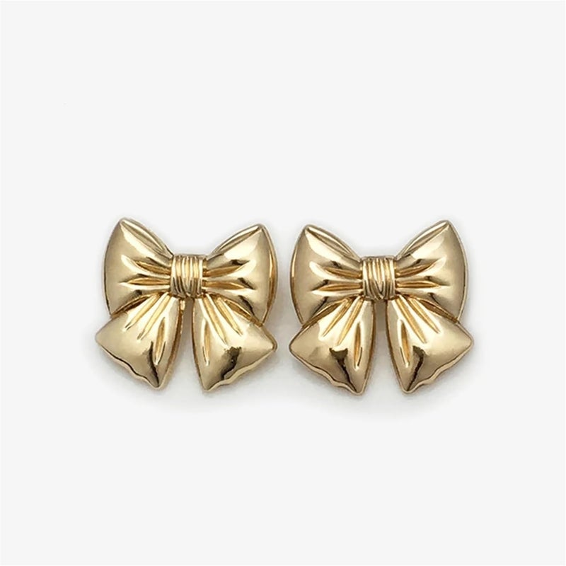 10pcs Cute 3D Bow Metal Buttons 15/20/25mm Vintage Button Gold Silver Bronze Button for Women's Dresses, Blouses, DIY Crafts(Gold,25mm-0.98in-10pcs) - Image 1