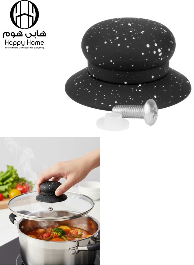 Happy Home Universal Pot Lid Knob Replacement – Heat-Resistant Handle Compatible with Glass & Metal Lids, Crockpot & Cookware – Durable Easy-Grip Pot Lid Handle with Strong Mounting Screw – Quick & Easy Installation -Black - Image 1