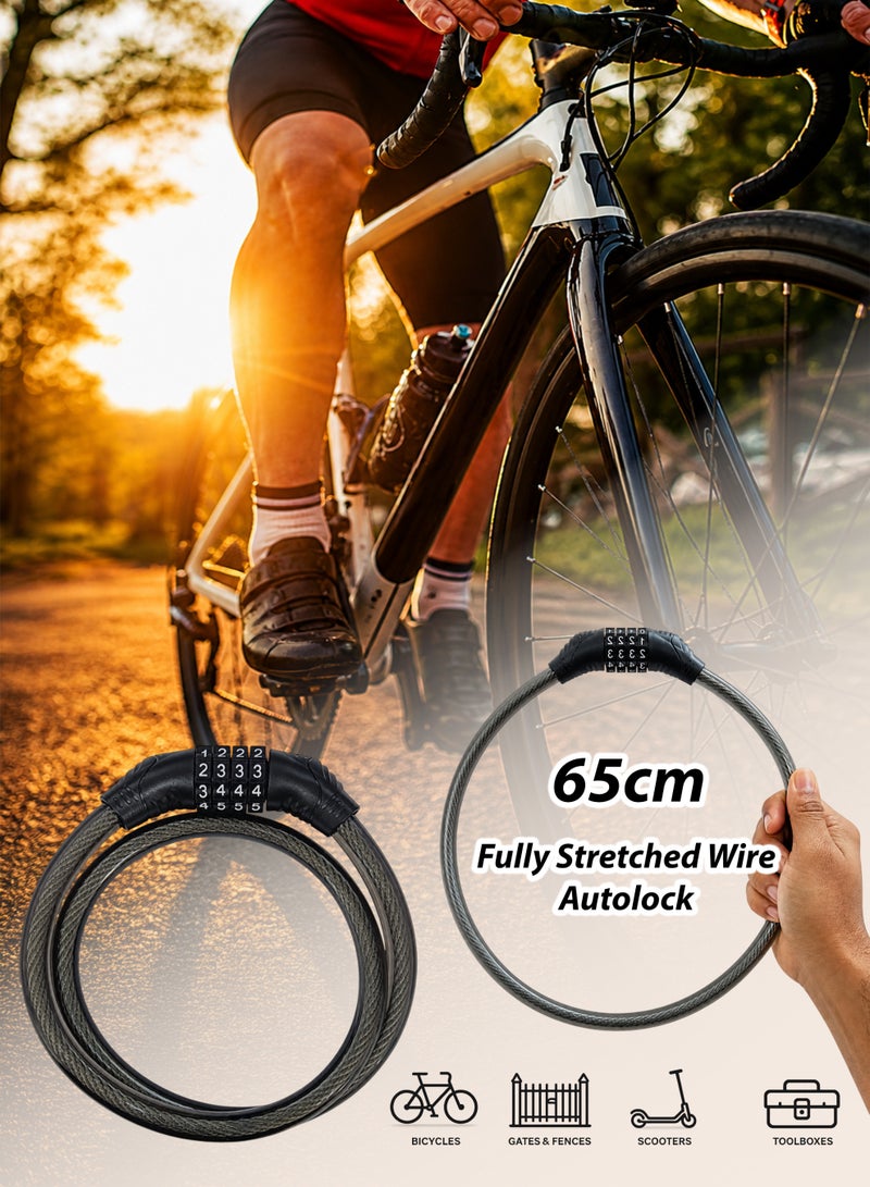 DBLEW Bicycle Combination Lock – Durable 4-Digit Code Lock for Bikes, Scooters & E-Bikes, Anti-Theft Steel Cable - Image 1