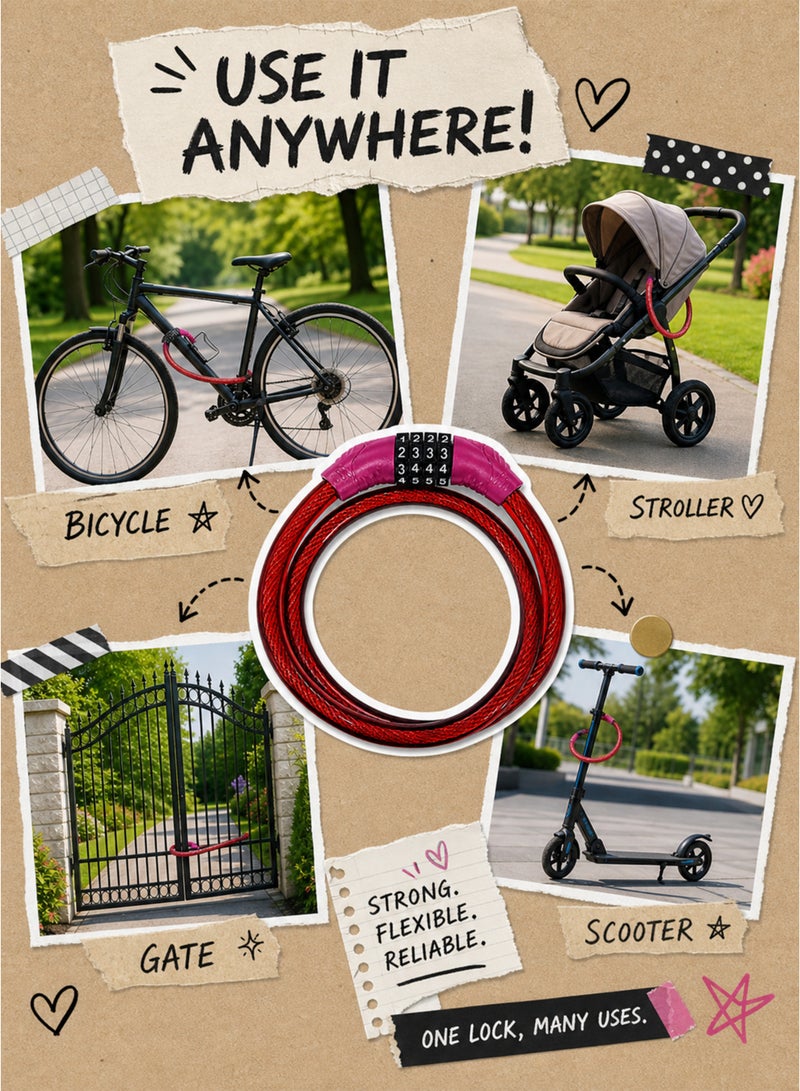 DBLEW Bicycle Combination Lock – Durable 4-Digit Code Lock for Bikes, Scooters & E-Bikes, Anti-Theft Steel Cable - Image 5