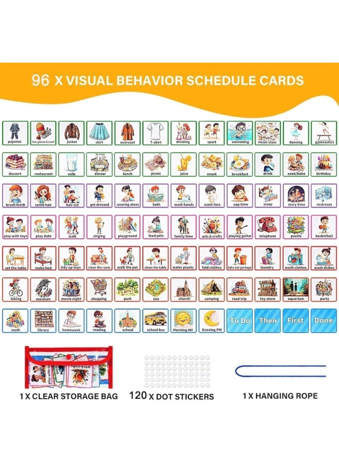 Generic Children's Visual Schedule, 2-in-1 Daily Visual Planner, Chore Sheet with 96 Children's Routine Cards, Autism Learning Materials, Behaviour Tools, Wall Planner, Desktop Pocket Sheet  - Image 3