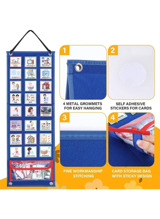 Generic Children's Visual Schedule, 2-in-1 Daily Visual Planner, Chore Sheet with 96 Children's Routine Cards, Autism Learning Materials, Behaviour Tools, Wall Planner, Desktop Pocket Sheet  - Image 2
