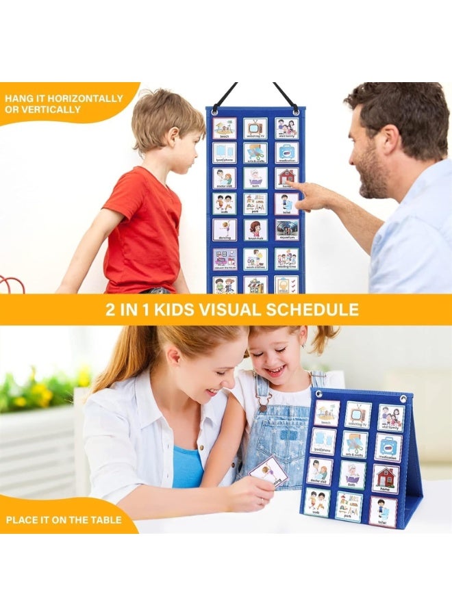 Generic Children's Visual Schedule, 2-in-1 Daily Visual Planner, Chore Sheet with 96 Children's Routine Cards, Autism Learning Materials, Behaviour Tools, Wall Planner, Desktop Pocket Sheet  - Image 4