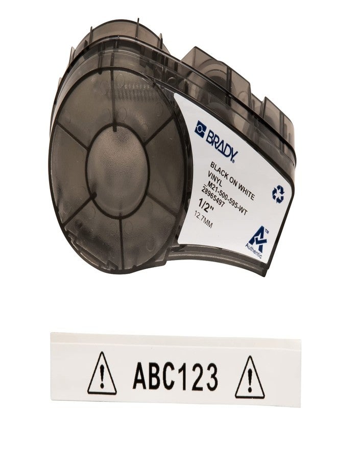 Brady Vinyl tape for BMP21-PLUS; BMP21-LAB; BMP21, 12.70 mm x 6.40 m, Black on White - Image 1