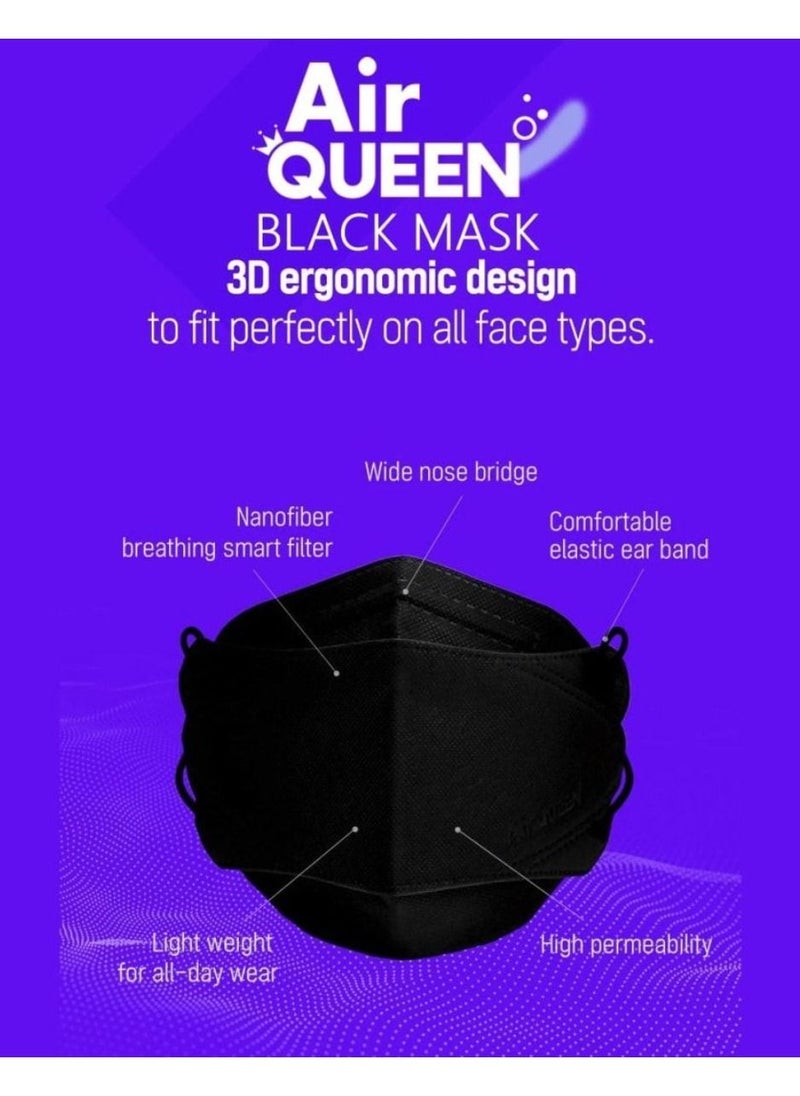 Air QUEEN Pack Of 50 Pieces Nanofiber Filter Face Mask For Adults Face Mask Black  - Image 3