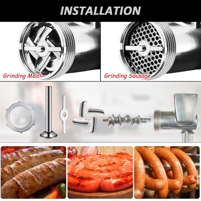 Mudder 4 Pieces Sausage Stuffer Kit 3 Different Sizes Stainless Steel Grinder Tubes with Sausage Stuffer Ring for Size 5 Meat Grinder Food Maker Kit - Image 3