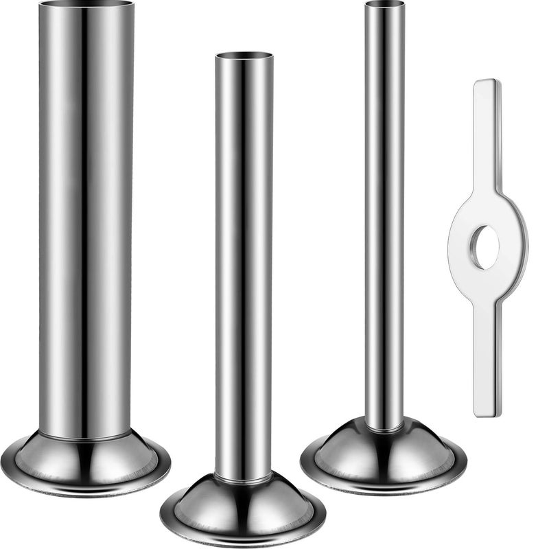 Mudder 4 Pieces Sausage Stuffer Kit 3 Different Sizes Stainless Steel Grinder Tubes with Sausage Stuffer Ring for Size 5 Meat Grinder Food Maker Kit - Image 1