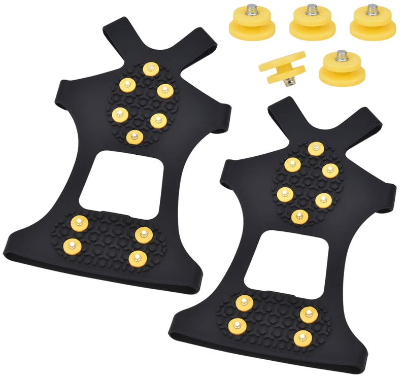 Manledio Ice Cleats for Shoes and Boots - Stainless Steel Studs Crampons for Non-Slip Traction on Snow and Ice - Anti-Slip Grips and Spikes for Hiking Walking and Winter Workers on Slippery Surfaces - Image 1