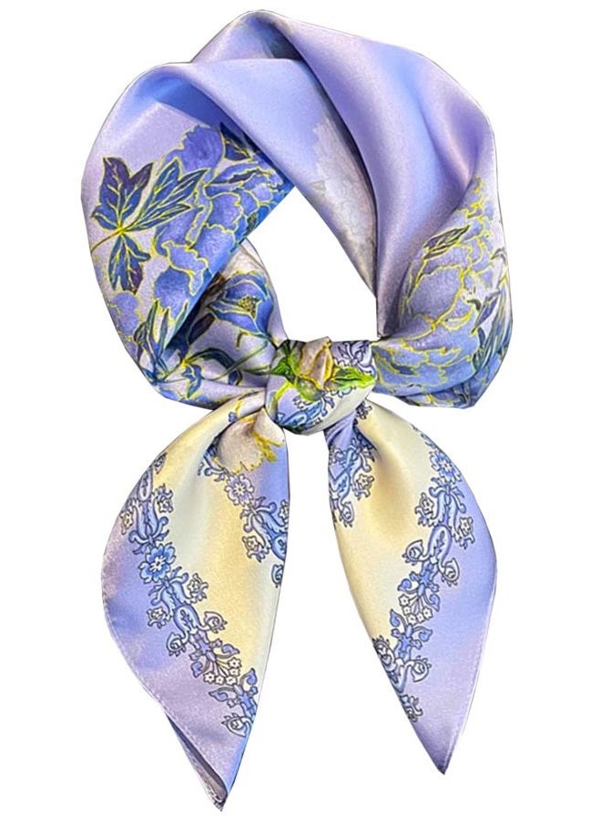 Saiusloa Neck Scarf For Womens Silky Head Scarves Hair Bandanas Square Scarf Fashion Accessories lightweight 27.5 * 27.5inch, 31-purple Peony, 27.5*27.5inch - Image 1