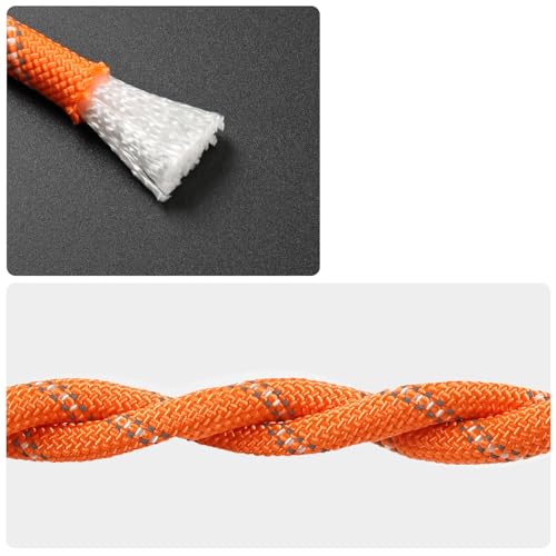 NorthPada Rappelling Rope, 3/8 in x 32 ft, 15 kN, Static Waterproof Anti-Freezing, Reflective Orange, Floating, for Climbing - Image 2