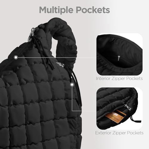 Babysun Puffer Tote Bag for Women Large Quilted Tote Bag Quilted Carryall Bag Soft Puffy Crossbody Bag Hobo Handbags Puff Purse - Image 5