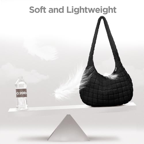 Babysun Puffer Tote Bag for Women Large Quilted Tote Bag Quilted Carryall Bag Soft Puffy Crossbody Bag Hobo Handbags Puff Purse - Image 3