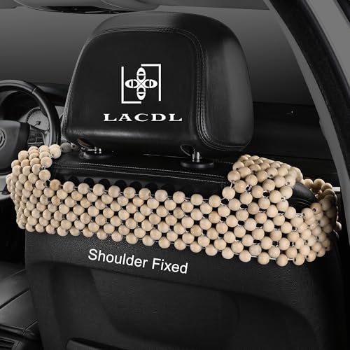 LACDL Beaded Car Seat Covers for Cars, Cooling Bead Seat Cover for Trucks & SUVs - Auto Ventilated Seat Cooler Pad, Natural Wood Breathable Beads - Sweat Protector for Summer, Burlywood - Image 3