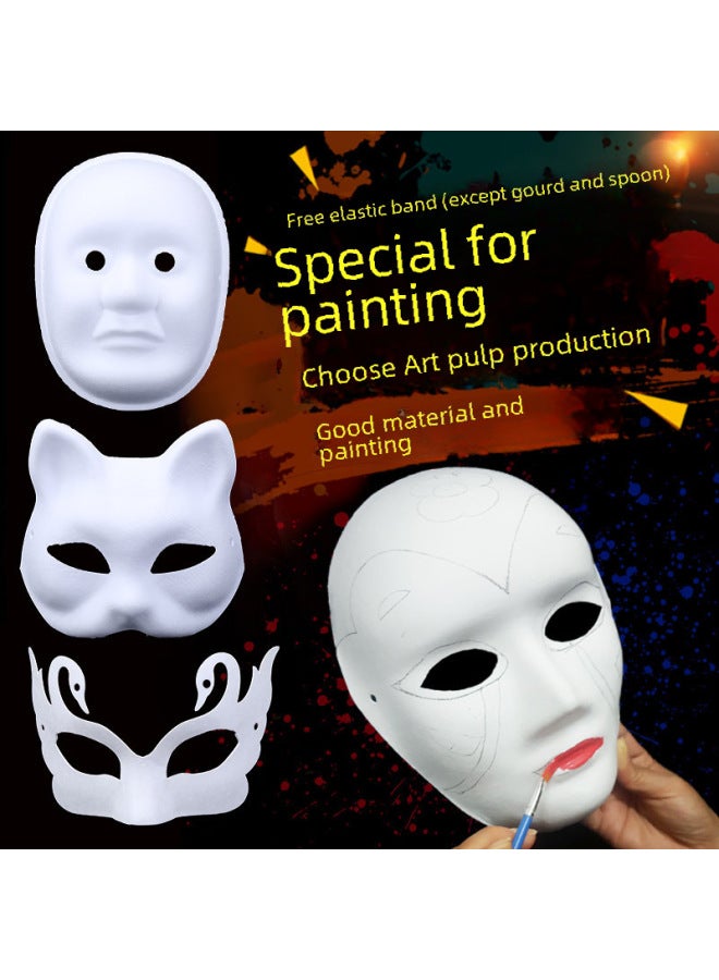 Autonomy White Pulp Mask Peking Opera Facial Makeup Diy Blank Children's Hand-painted Men's And Women's Horse Spoon Cat Fox - Image 2