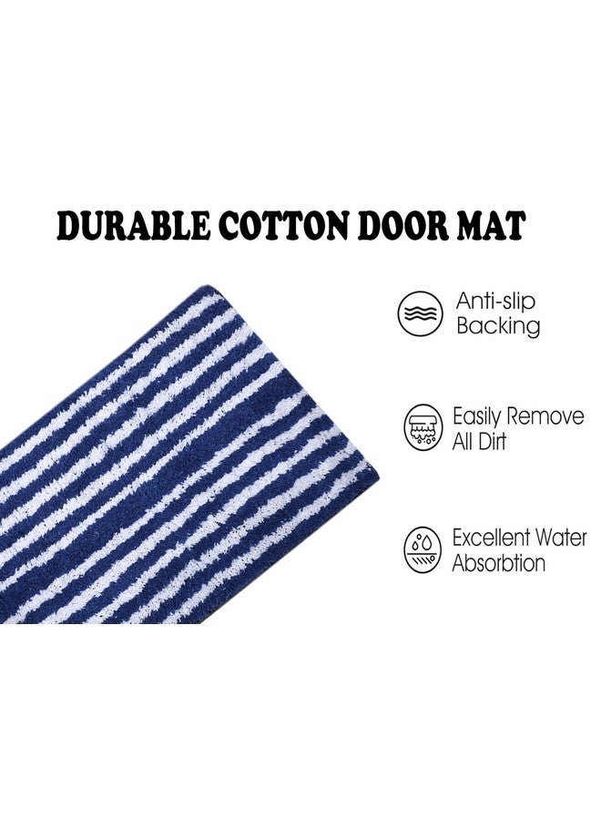 AAZEEM Absorbent Door Mat for Indoor Entrance Non Slip Mat for Front Door Entryway, Soft Cotton Home Floor Carpet, Floor Mats for Home, Kitchen Floor Mat 55x35cm Rectangular, Blue Color | - Image 5