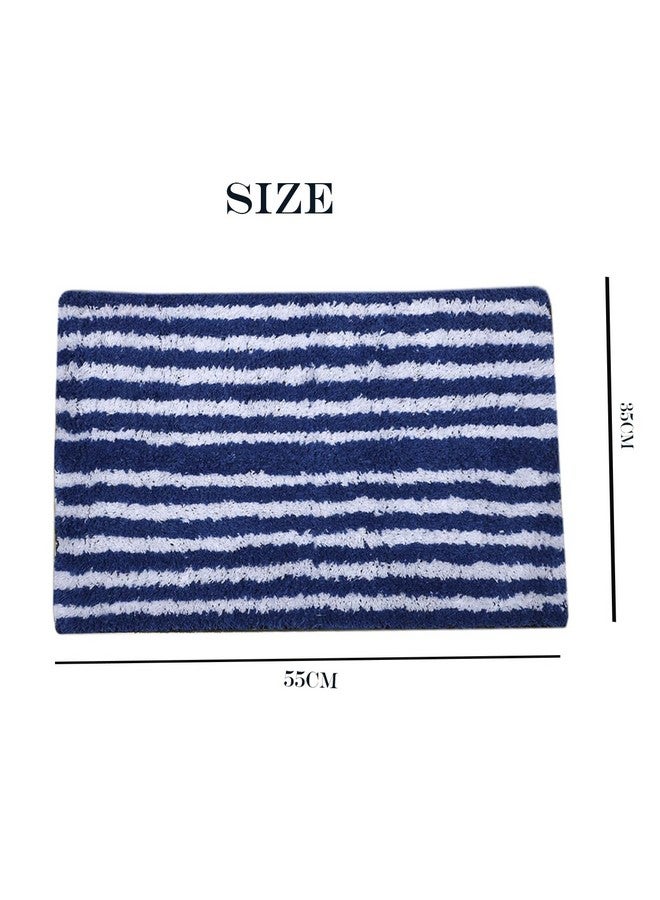 AAZEEM Absorbent Door Mat for Indoor Entrance Non Slip Mat for Front Door Entryway, Soft Cotton Home Floor Carpet, Floor Mats for Home, Kitchen Floor Mat 55x35cm Rectangular, Blue Color | - Image 3