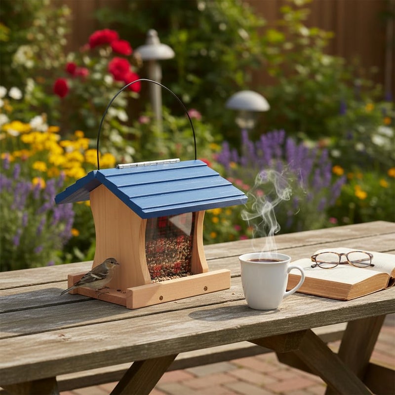 CEDAR ALPHA Ranch Hopper Bird Feeders for Outside Extra Thickness 13/16", Bird Feeder Kit to Build - Alaskan Red Cedar Wood Birdhouse Building with Hanging Cable, Paints and Brushes -Patented - Image 3