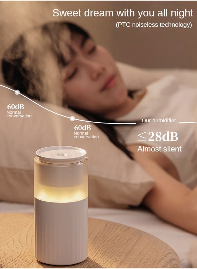 Generic - USB Rechargeable Humidifier 250ml with Adjustable Night Light, Ideal for Home, Office, and Car Use, White - Image 1
