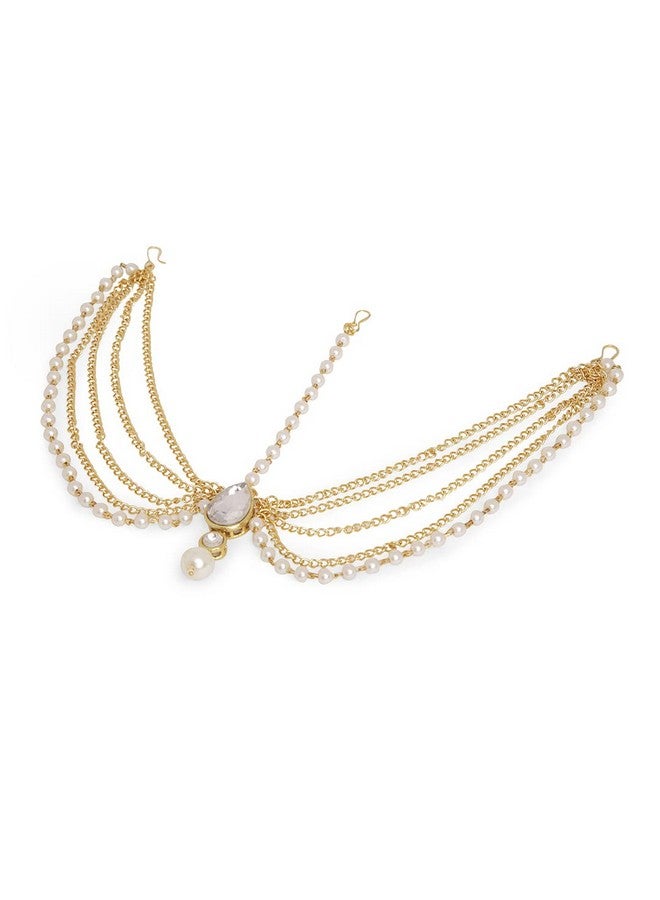 Oomph! أومف للمجوهرات كوندان و لؤلؤ تقليدي شيشفول مانغتيكا ماثا باتي للنساء والفتيات - Image 2