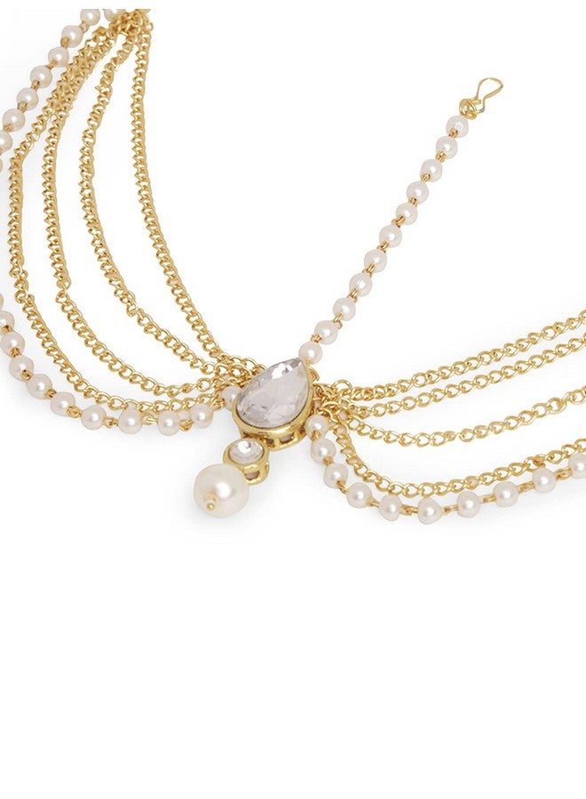 Oomph! أومف للمجوهرات كوندان و لؤلؤ تقليدي شيشفول مانغتيكا ماثا باتي للنساء والفتيات - Image 3