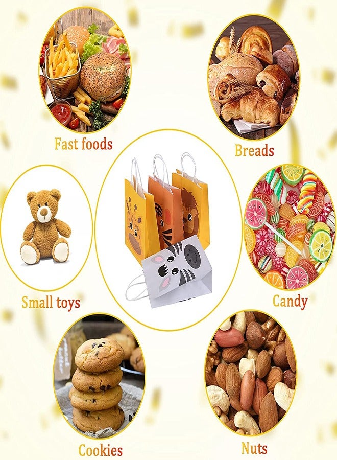 SYOSI Kraft Gift Bags 10Pcs Animals Jungle Safari Zoo Paper Bags with Handles 5 Styles Reusable Party Bags for Kid's Birthday Party Supplies Holiday Treat Box Children's Candy Packaging Bag - Image 2