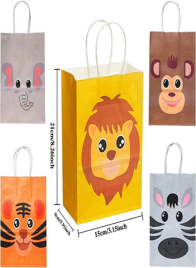 SYOSI Kraft Gift Bags 10Pcs Animals Jungle Safari Zoo Paper Bags with Handles 5 Styles Reusable Party Bags for Kid's Birthday Party Supplies Holiday Treat Box Children's Candy Packaging Bag - Image 5