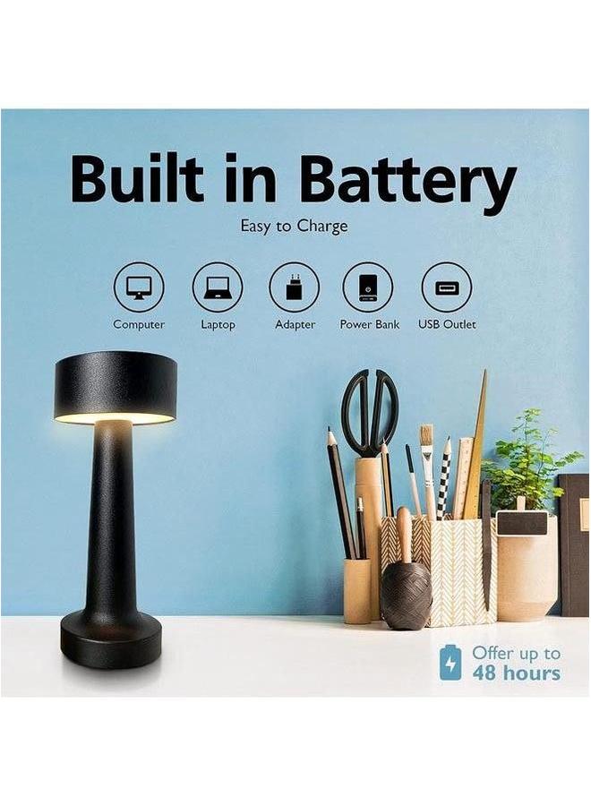 HOMESTAR Portable LED Table Desk Lamp Bedside Night Light with Touch Sensor 3 Color Rechargeable Cordless Lamp for Kids Nursery Dimming for Home Bedroom Nursery Restaurant Bar Black  - Image 4