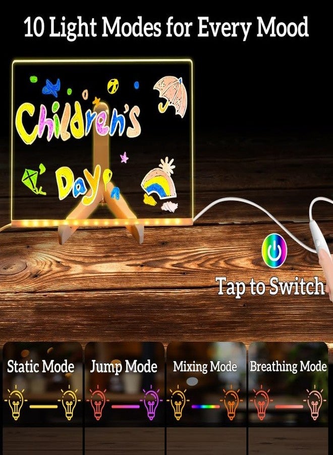 zimumoda LED Note Board with Colors - Acrylic Dry Erase Board with 10 Light Modes, 7 Fluorescent Markers & Eraser, USB Powered Light Up Drawing Board for Kids & Adults, for Home Office School 2026 - Image 3