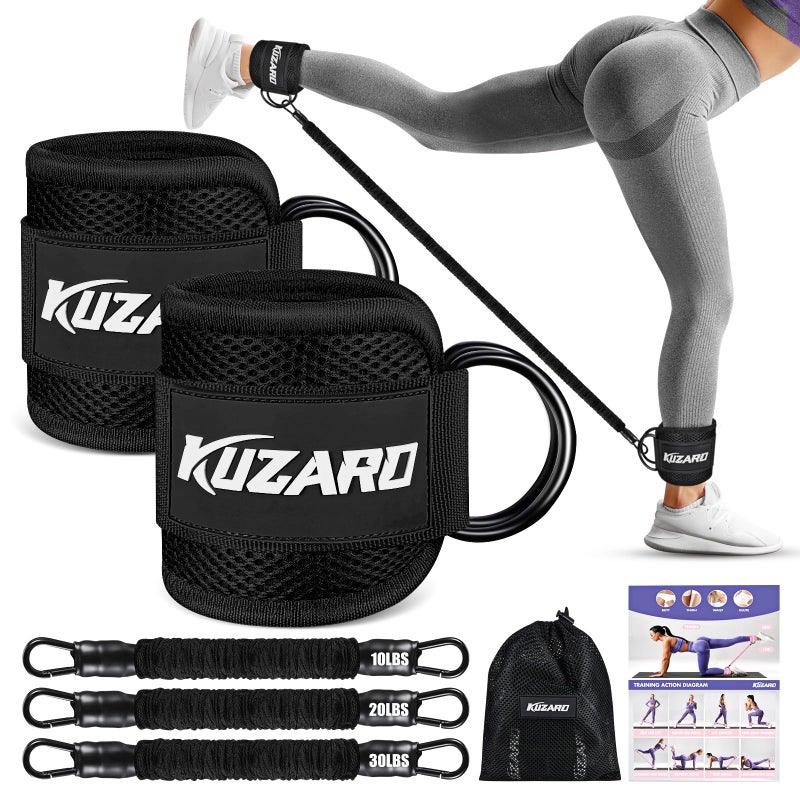 KUZARO Resistance Bands Set with Ankle Straps, Glutes Workout Equipment, Ankle Bands for Working Out, Butt Exercise Equipment for Women Legs and Glutes - Perfect for Home Workouts and Fitness Training - Image 1