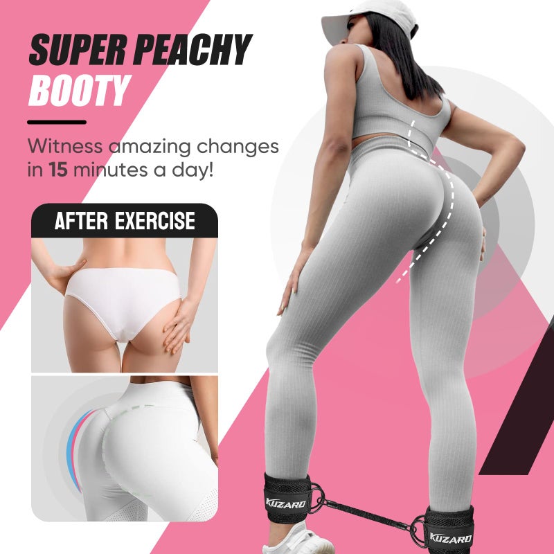 KUZARO Resistance Bands Set with Ankle Straps, Glutes Workout Equipment, Ankle Bands for Working Out, Butt Exercise Equipment for Women Legs and Glutes - Perfect for Home Workouts and Fitness Training - Image 2