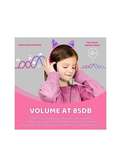 X spring Cat Ear Kids Headphones Led Light Up Foldable Kids Headset Wired Headphones With Mic For Computer Tablet Ipad Cute Pink Stereo Over Ears Headphones With 85Db Volume For Toddler Girls Boys  - Image 3
