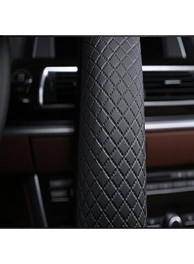 Car Steering Wheel Cover, Leather, Universal 15 Inch Fit, Anti-Slip & Odor-Free (Black) - Image 3