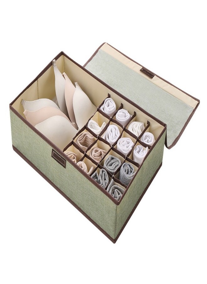Generic 6-Section Foldable Underwear Storage Box - Non-Woven Fabric Bra & Socks Organizer Drawer for Wardrobe, Closet - Dustproof & See-Through Lids  - Image 1