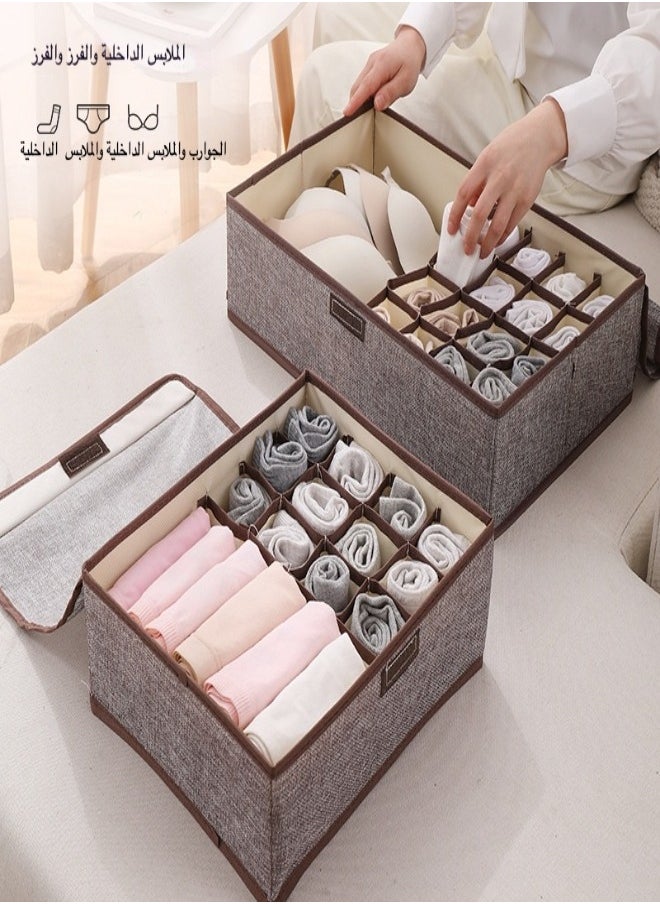 Generic 6-Section Foldable Underwear Storage Box - Non-Woven Fabric Bra & Socks Organizer Drawer for Wardrobe, Closet - Dustproof & See-Through Lids  - Image 4
