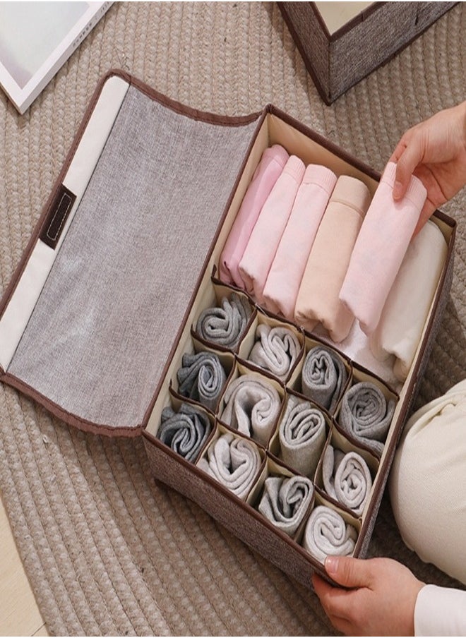 Generic 6-Section Foldable Underwear Storage Box - Non-Woven Fabric Bra & Socks Organizer Drawer for Wardrobe, Closet - Dustproof & See-Through Lids  - Image 3