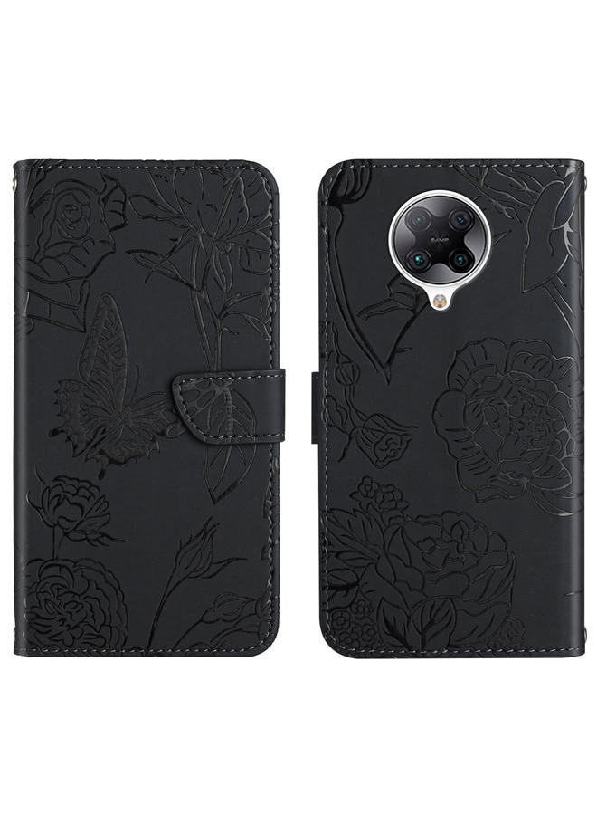 The Bros Case For Xiaomi Redmi K30 Pro Skin Feel Butterfly Peony Embossed Leather Phone Case