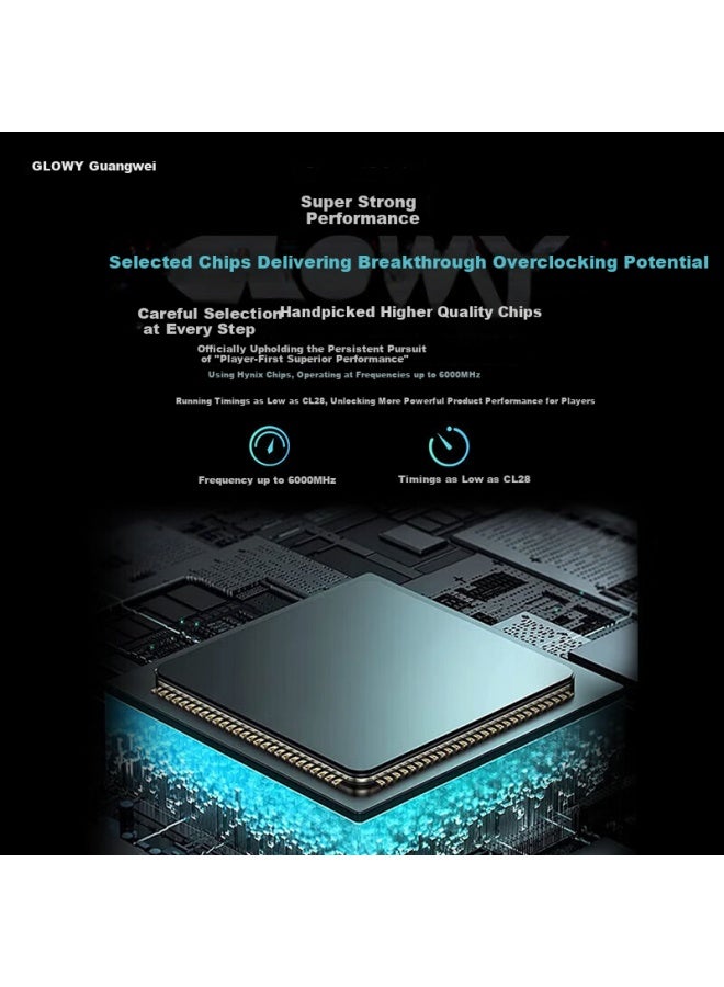 Gloway 24gb Ddr5 6000 Desktop Ram Longwu Heat Spreader Hynix M-die Cl28 Deep Space Silver - Image 1