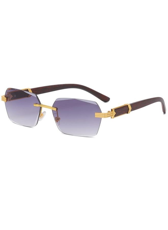 Generic - 202 New Wood Grain Legs Metal Sunglasses Europe And The United States Irregular Square Trend Sunglasses Special Glasses - Image 1