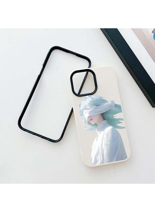 اس-توب جراب لهاتف iPhone 14 Pro Max Blindfold Girl PC جراب هاتف هجين من مادة TPU - Image 3