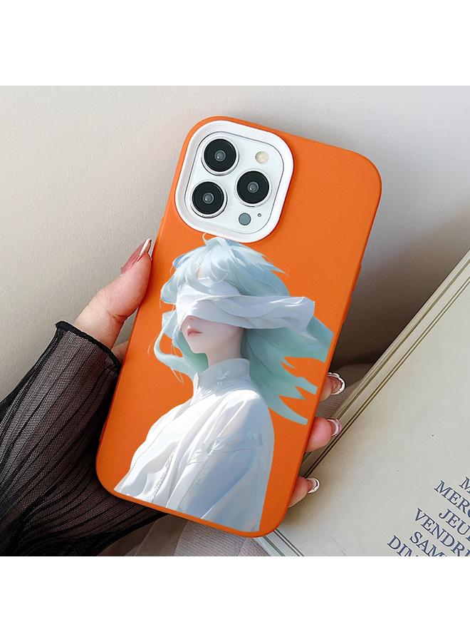اس-توب جراب لهاتف iPhone 14 Pro Max Blindfold Girl PC جراب هاتف هجين من مادة TPU - Image 1
