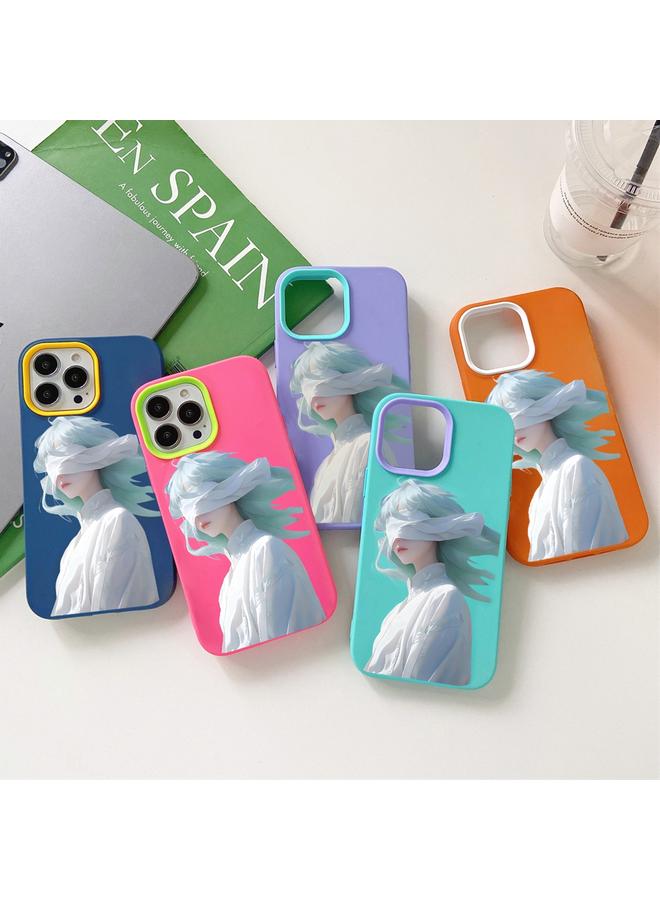 اس-توب جراب لهاتف iPhone 14 Pro Max Blindfold Girl PC جراب هاتف هجين من مادة TPU - Image 2