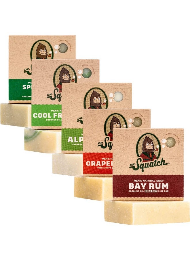 Dr. Squatch All Natural Bar Soap for Men, 5 Bar Variety Pack - Cool Fresh Aloe, Alpine Sage, Spearmint, Bay Rum and Grapefruit IPA - Image 1
