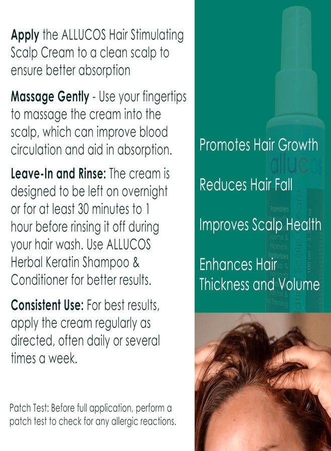 ALLUCOS Dual-Action Hair Care & Growth Kit - Scalp Stimulating Cream (100ml) + Herbal Keratin Shampoo & Conditioner (200ml) | Anti-Hair Fall, Anti-Dandruff, Hair Thickening & Healthy Scalp | 2 Units Pack - Image 5