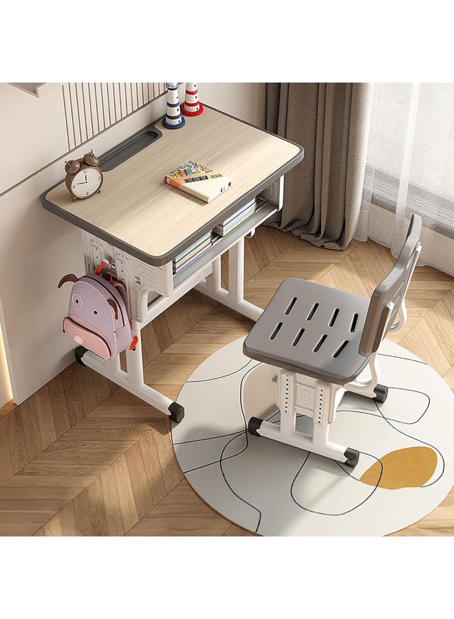 ZUIHAO ZUIHAO Home Adjustable Height Children Kids Study Desk and Chair Set Multifunctional School Student Writing Desk Study Table with Storage Drawer Sturdy Reading Chair Desk for Boys and Girls  - Image 5