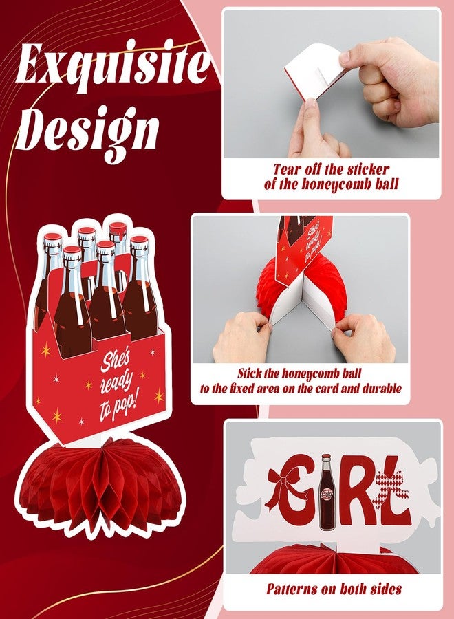 Weekgrat 12 Pcs She's Ready to Pop Baby Shower Decorations Honeycomb Centerpieces for Girls Red Gender Reveal Table Centerpiece Party Supplies - Image 3