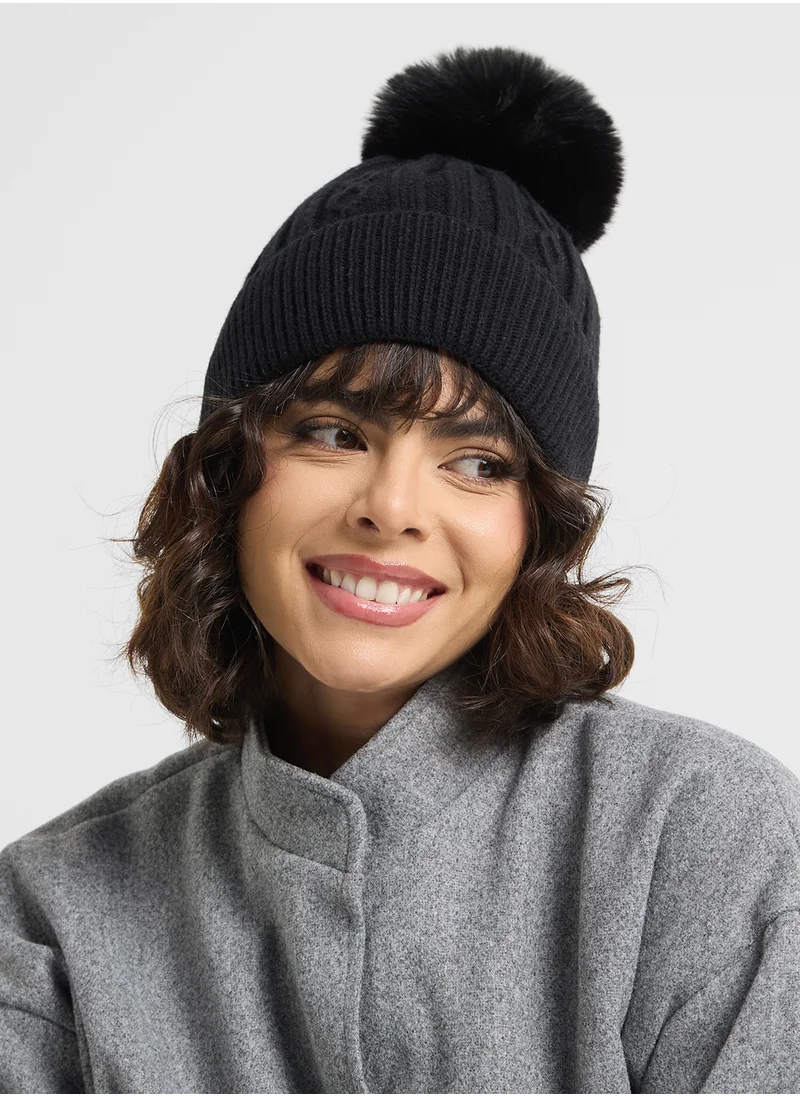 ELLA Pom Pom Knit Winter Beanie