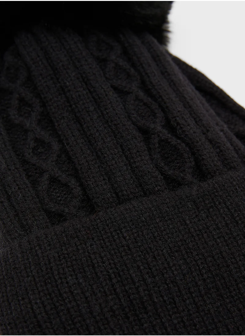 ELLA Pom Pom Knit Winter Beanie